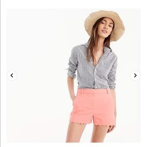 J. Crew Pink/Salmon 3” Shorts with Scalloped Hem Size 6 NWOT